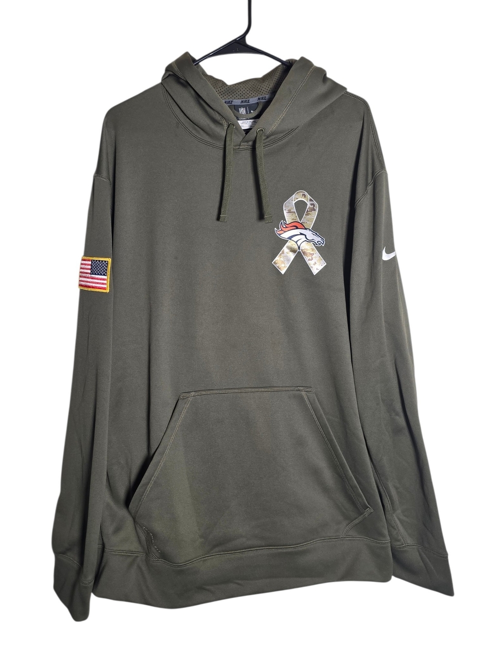 Nike NFL Denver Broncos Salute To Service Therma Fit Hoodie XXL Olive